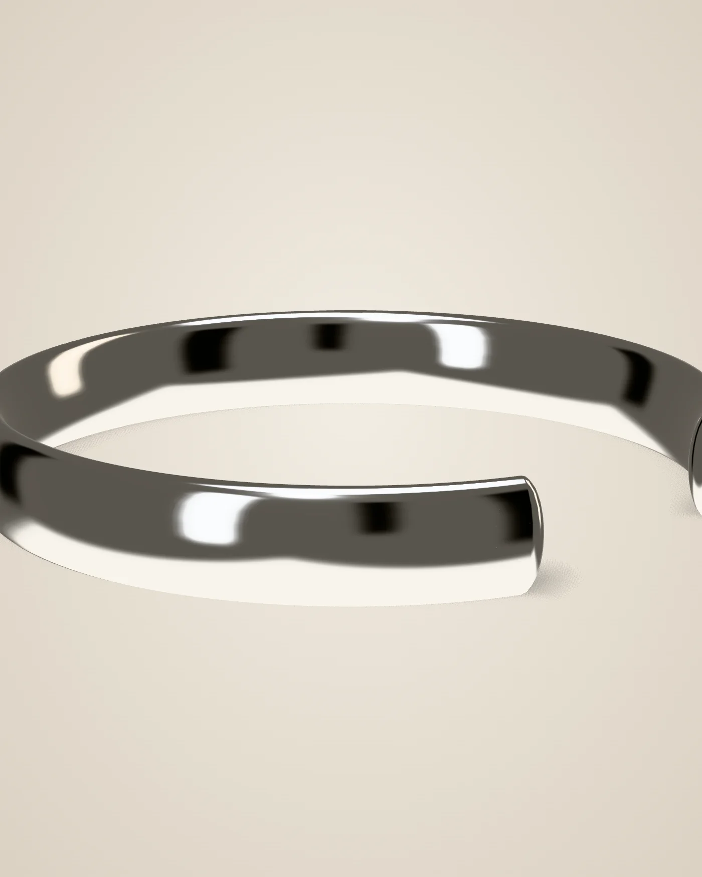 Close view of a polished steel cuff